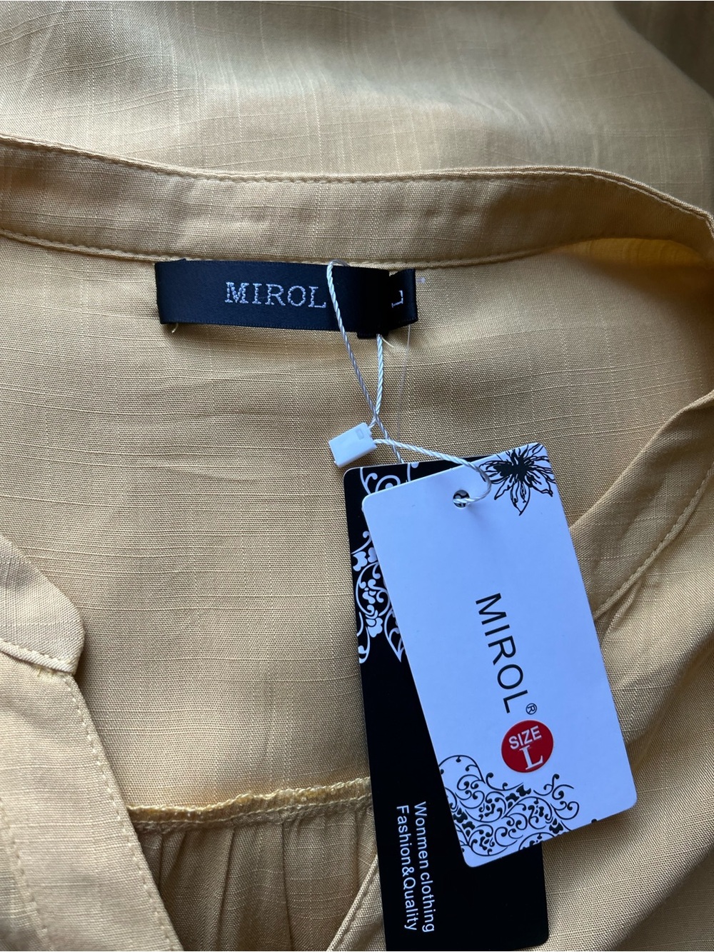 Short-Sleeve Button Front Top in Mustard Yellow - Picture 6 of 7